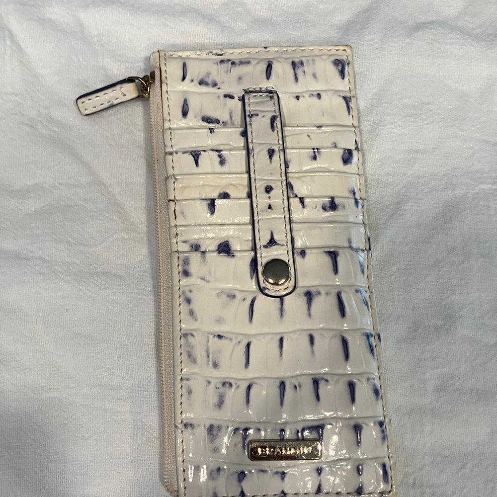 Croc Embossed Wallet in White and Navy